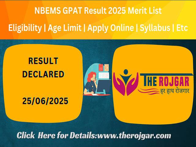 NBEMS GPAT Result 2025 Merit List.